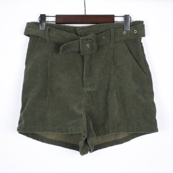 Altar'd State Pants - Altar'd State Womens Small Olive Ribbed Corduroy Paperbag Belted Shorts